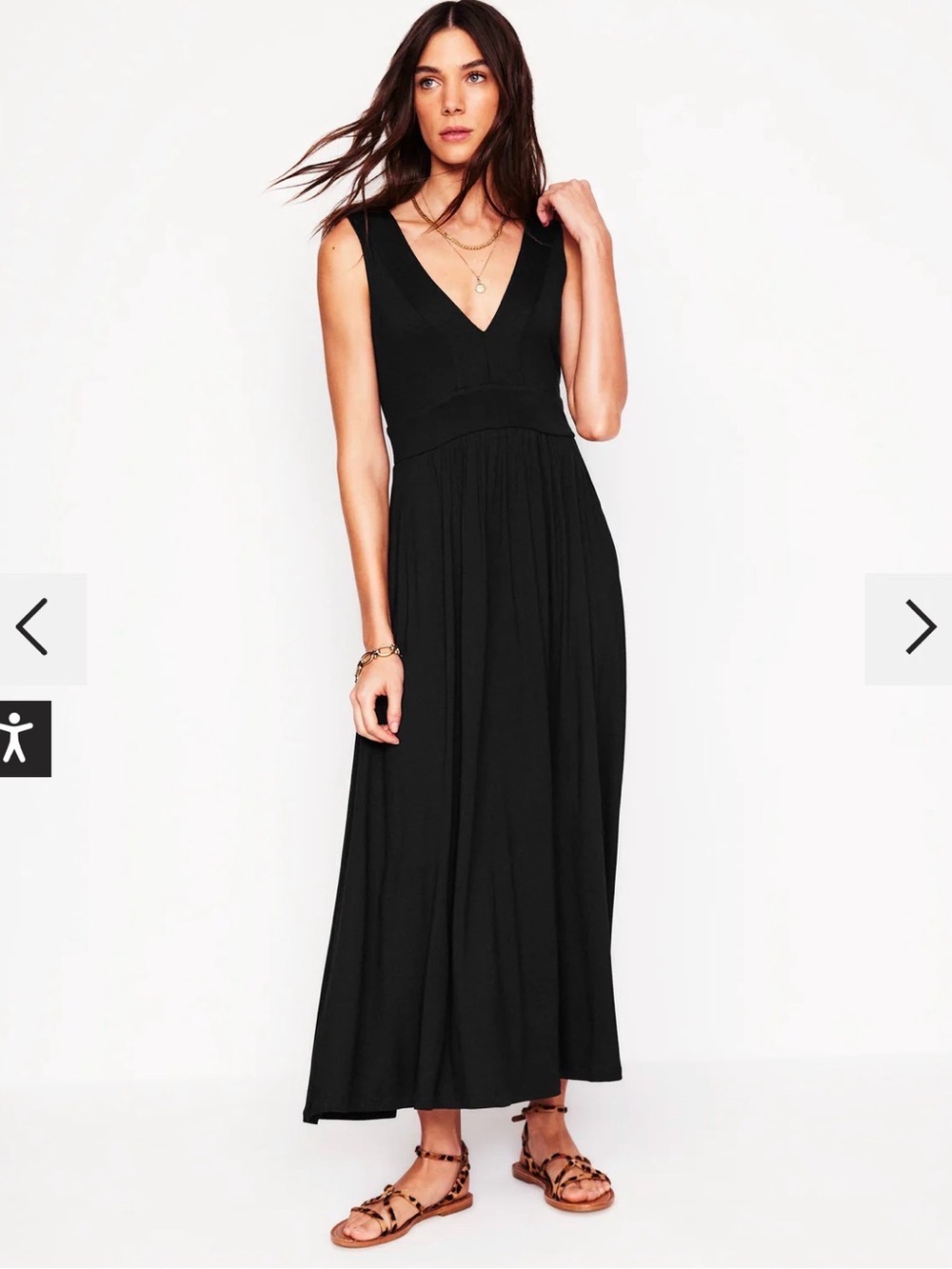Boden “Olympia” Black V-Neck Sleeveless Maxi Dress